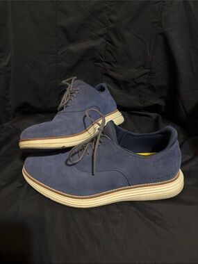 Cole Haan Blue Suede Oxford Derbys with Cream Sole